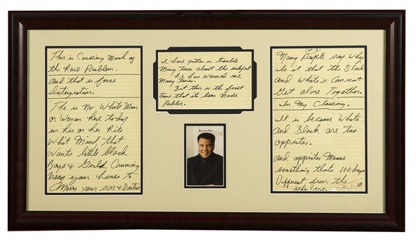 Muhammad Ali 3-Page Handwritten Speech (Racial Content) with Signed Photo in Framed Display (JSA)